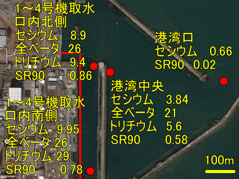 あっちこっとでストロンチウム９０が見つかる福島第一港湾内