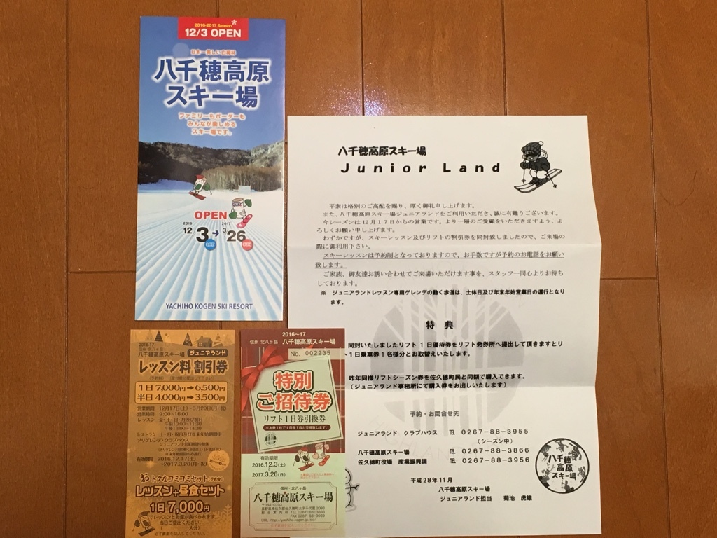 八千穂高原 スキー リフト券 - ウィンタースポーツ